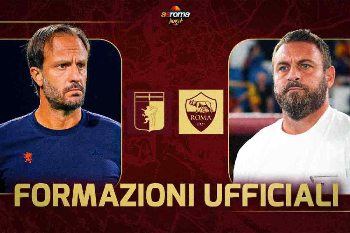 Formazioni ufficiali Genoa-Roma, cambio modulo e staffetta in attacco: la scelta su Pellegrini