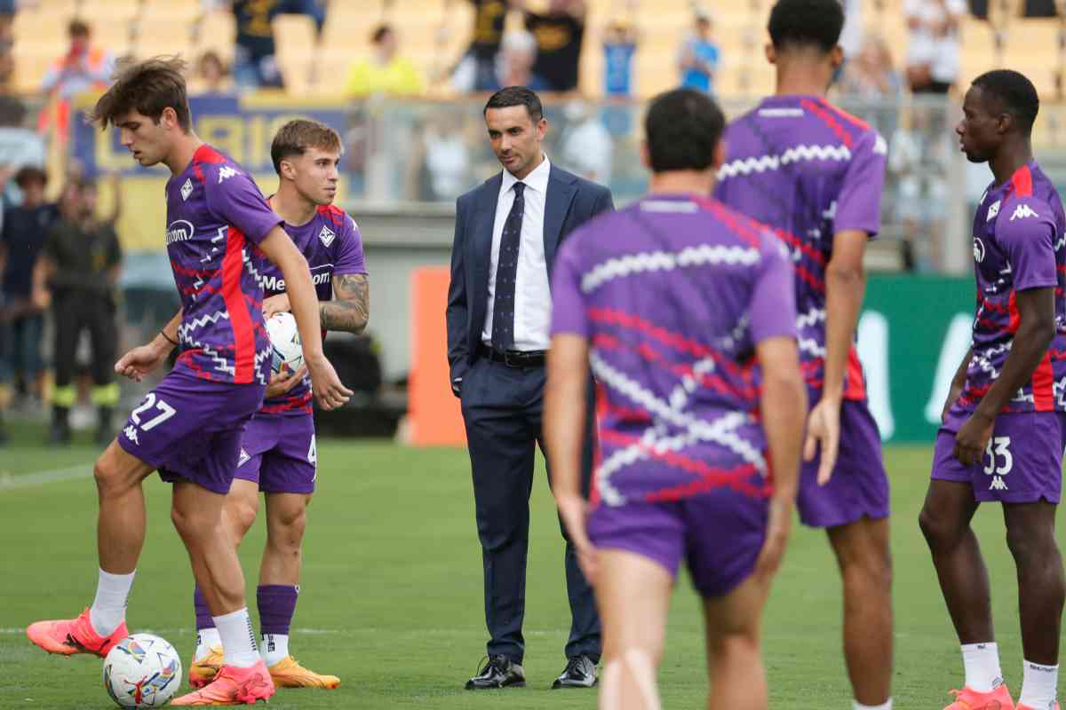 Palladino e i giocatori della Fiorentina