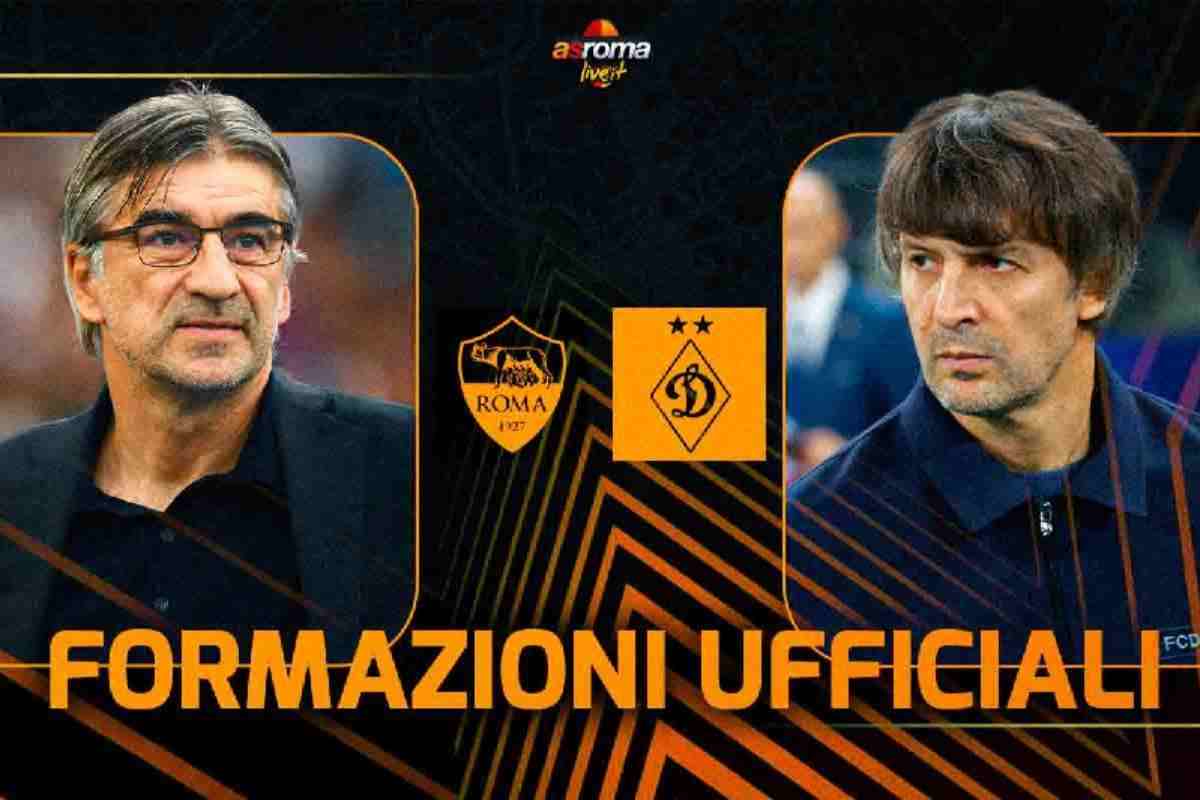 Le formazioni ufficiali di Roma-Dinamo Kiev: turnover annunciato per Juric