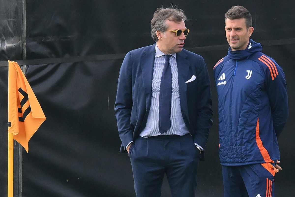 Giuntoli e Thiago Motta al campo di allenamento