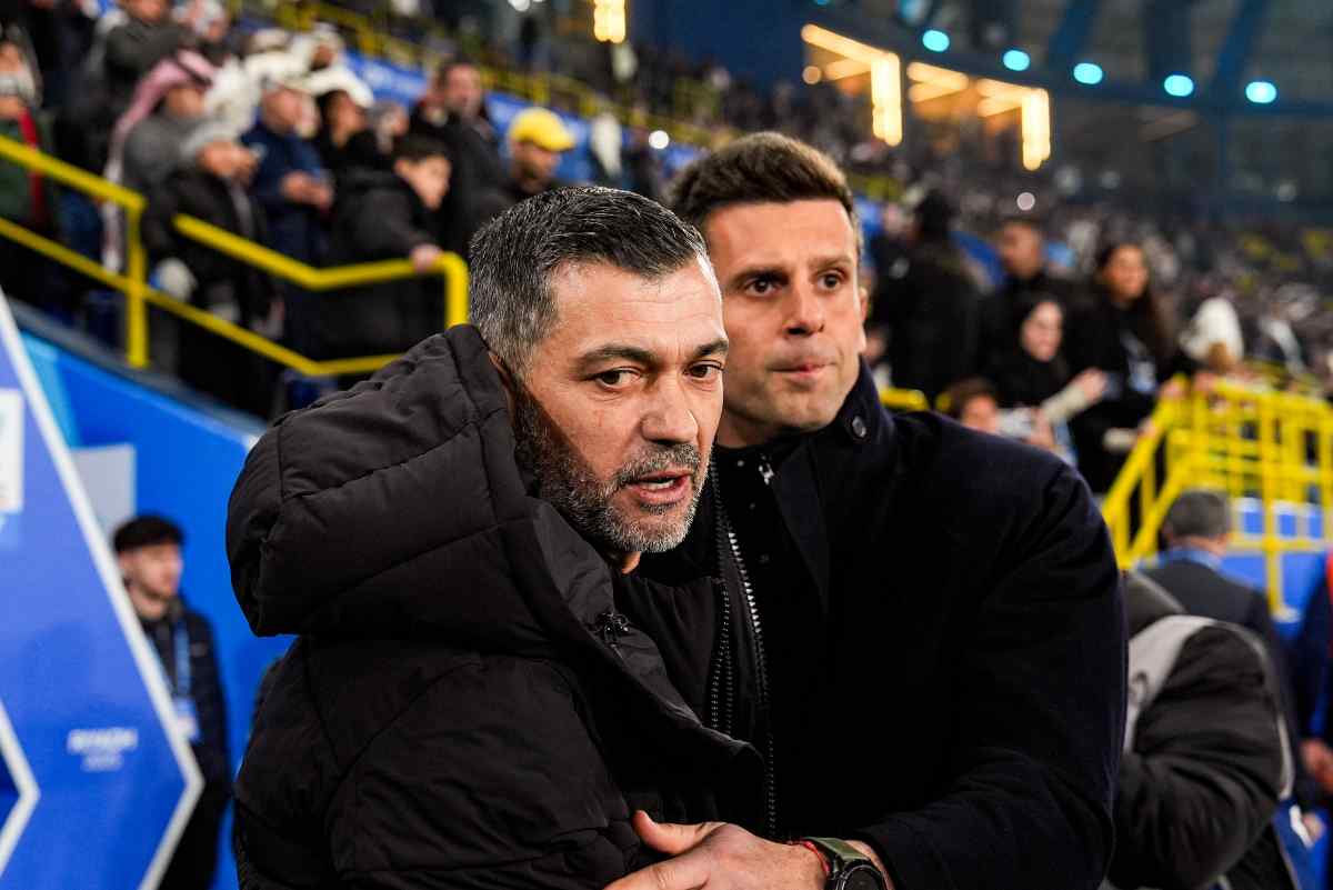 Sergio Conceicao con Thiago Motta nella semifinale Juventus-Milan