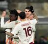 Esultanza Roma al goal di Saelemaekers