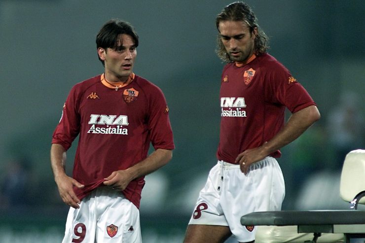 Montella e Bastistuta pensierosi con la maglia della Roma