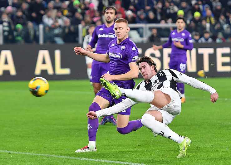 Dusan Vlahovic contro la Fiorentina